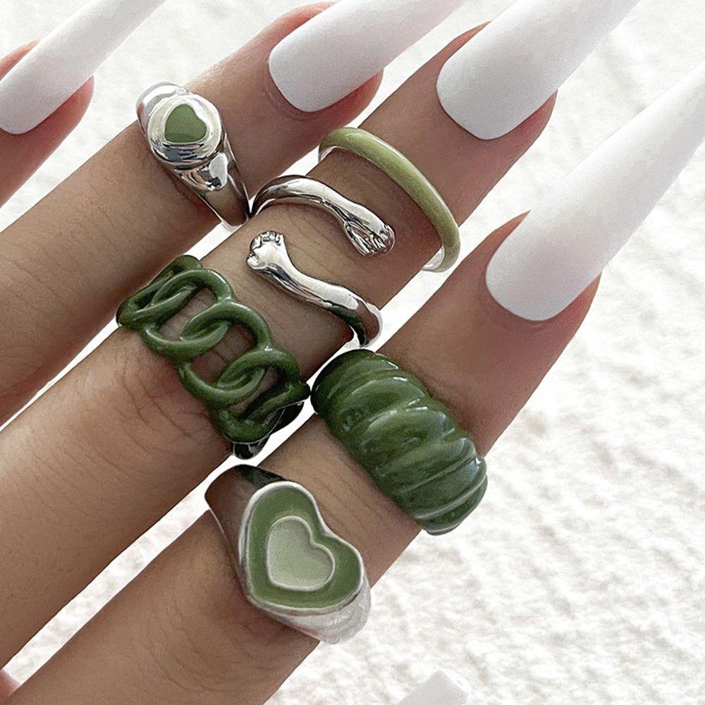 Cincin LILY Set Perhiasan Fashion Kristal Hati
