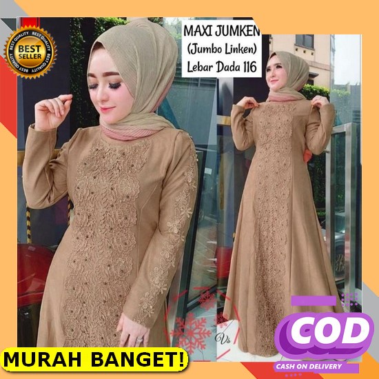 Lions.Store - Baju Pesta Wanita Muslim Kondangan Brukat Mewah Elegan Gaun Muslimah Terbaru 2021 2022