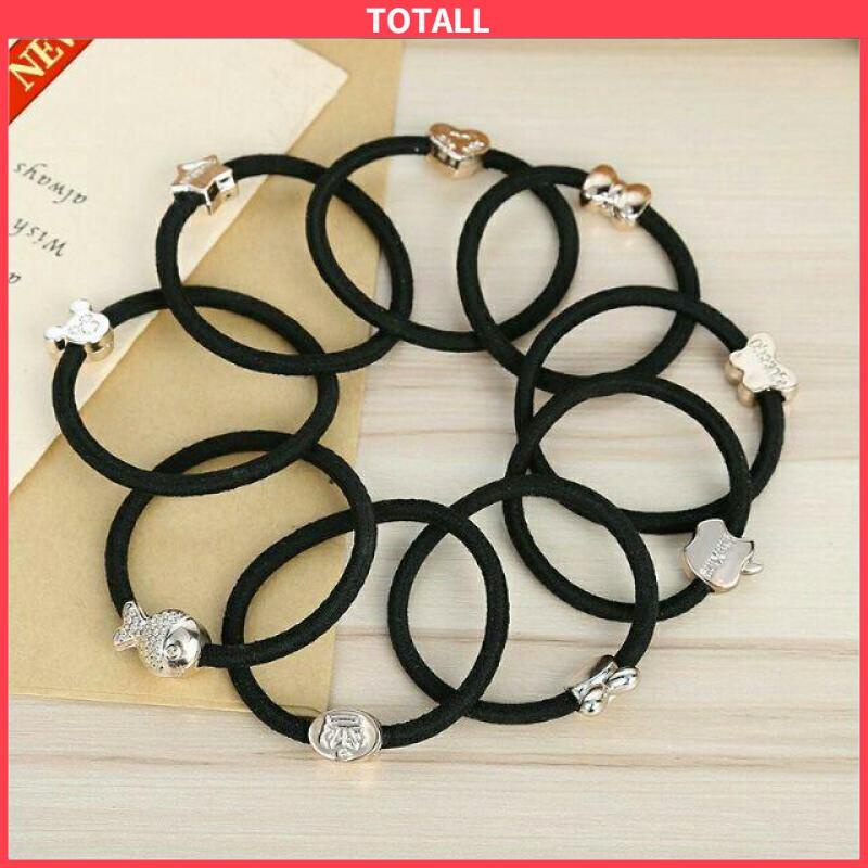 COD Cincin rambut elastis tinggi, tali rambut karet gelang aksesoris rambut sederhana-Totall