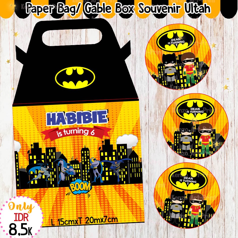 

Paperbag/Paper Bag/Gable Box/Goodie Bag/Kotak Souvenir Ulang Tahun Batman