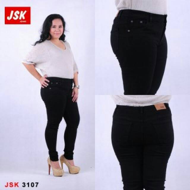 Celana Panjang SkinnyJeans Wanita / Celana Model Pensil JSK 3107 Cewek/Elegan/Polos/Gaul/Hitam/Top
