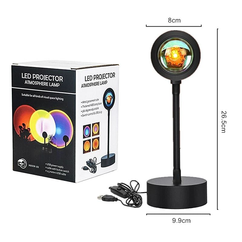 Sunset Lamp / Lampu Tidur Proyektor with Sunset/Rainbow/Sun Colour USB LED Projection