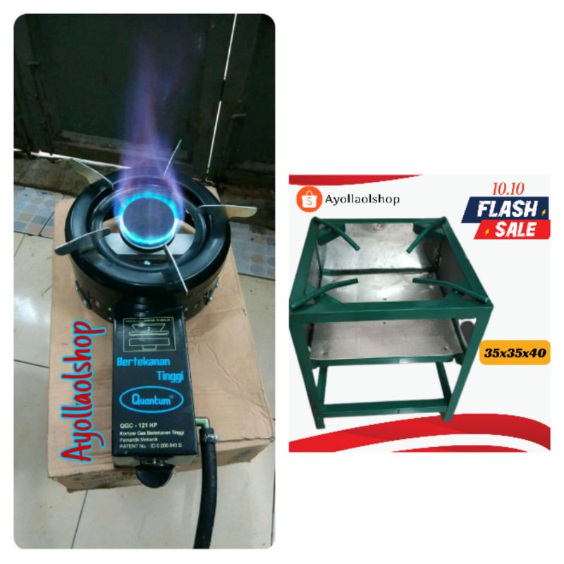 Paket Komplit Rangka 35x40cm + Kompor Gas Quantum QGC 121 HP Tekanan Tinggi High pressure