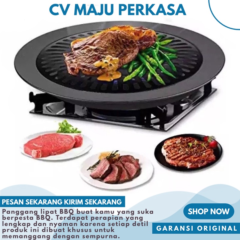Alat Panggang Bulat Barbeque Grill Pan Pemanggang BBQ Tempat Bakar Daging Ayam Sosis Sate Anti Lengk