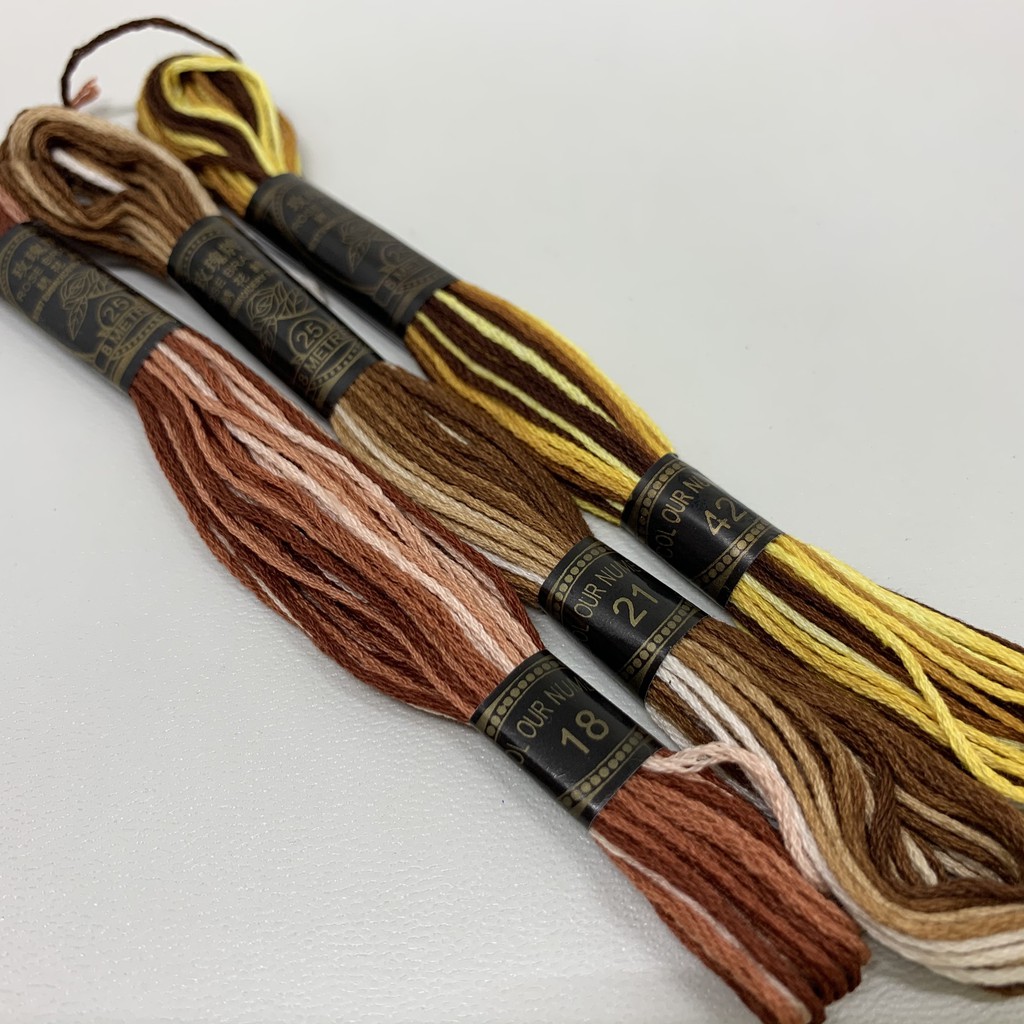 Benang Sulam Rose Gradasi - Sembur - Kombinasi - 2 Warna - Two Tone Coklat