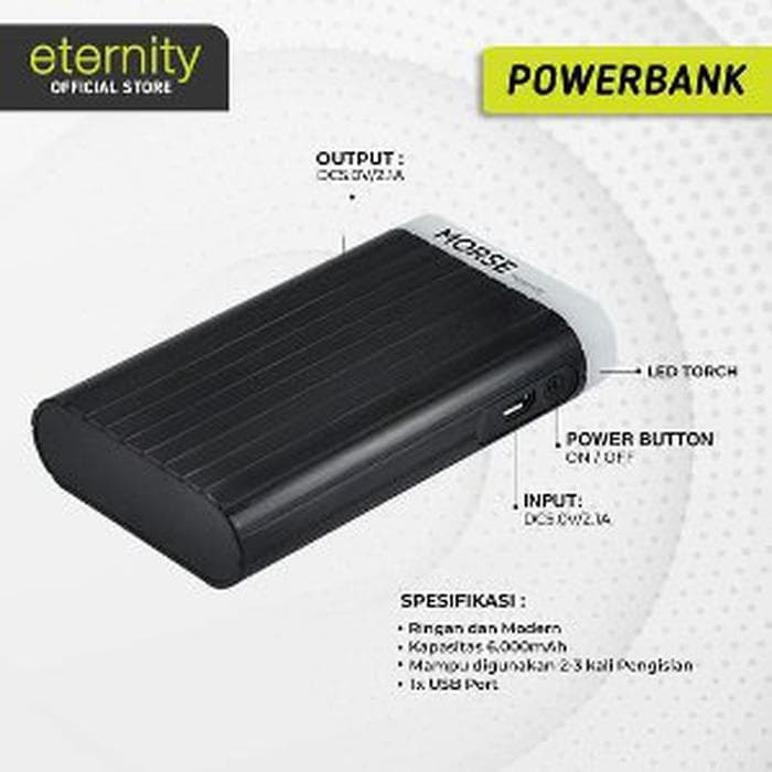 POWERBANK ETERNITY MORSE 6000 MAH BLACK