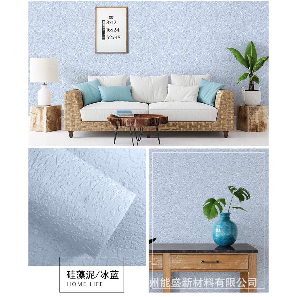 Wallpaper Sticker Dinding Linen Roll / Wallfoam Dinding Dekorasi Kamar / WallSticker Dinding