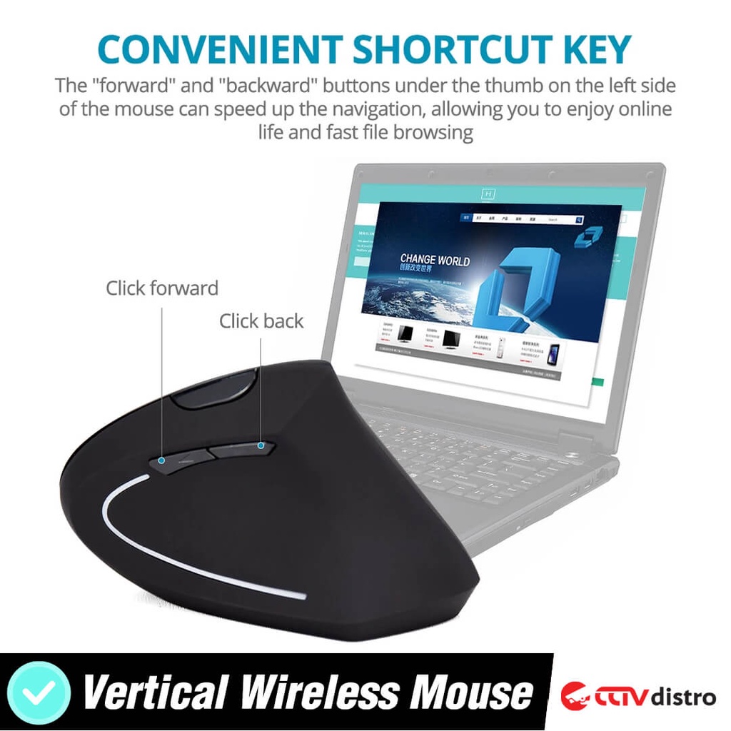 V106 Mouse Wireless Vertical Laptop Komputer Gaming RGB Led Ergonomic Mose Wireles Garansi 1 Bulan