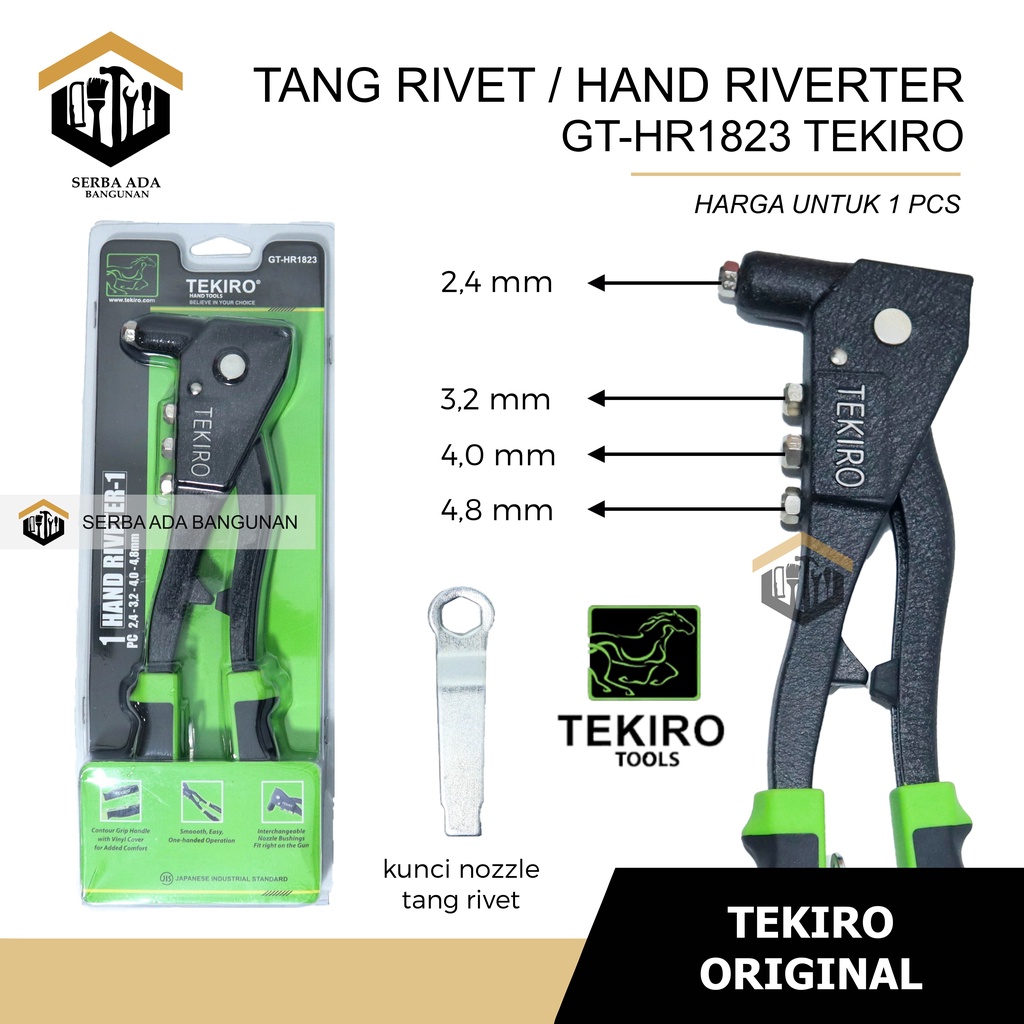 TEKIRO GT-HR1823 Tang Rivet - Hand Rivetter Ripet Rifet Riveter