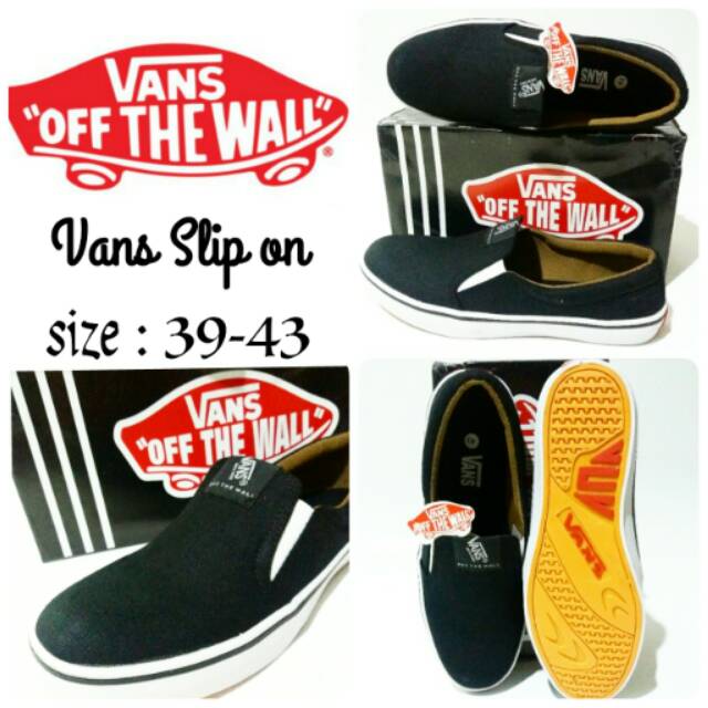 Sepatu vans full black sepatu cowok  vans slip on terbaru dan termurah