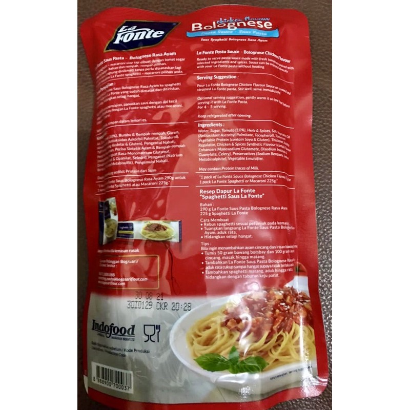 La Fonte Saus Pasta Bolognese Chicken Flavour 290 gr