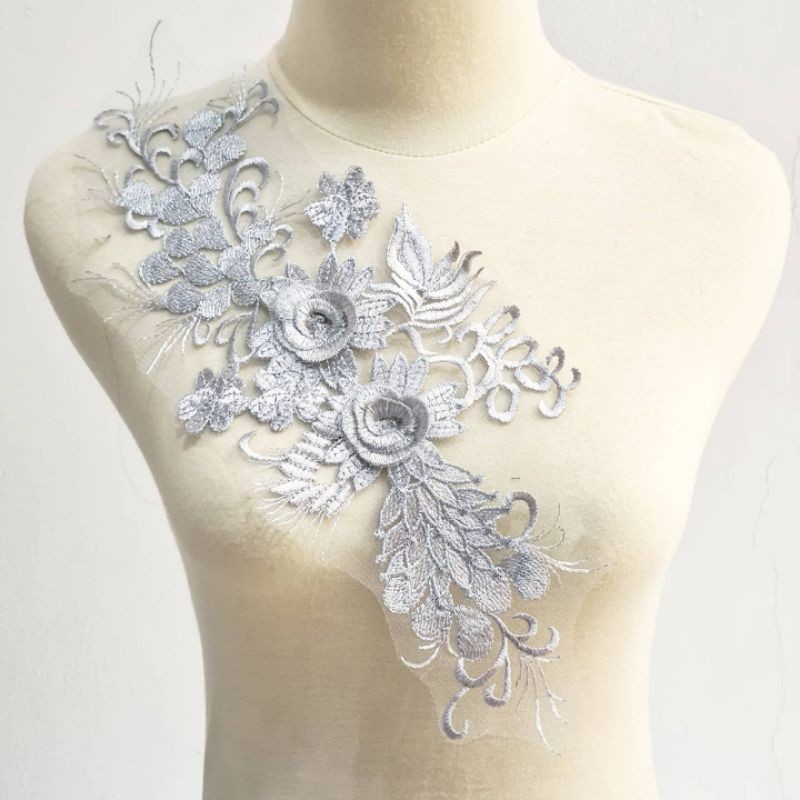 lace bordir 3d import, lace bordir bunga