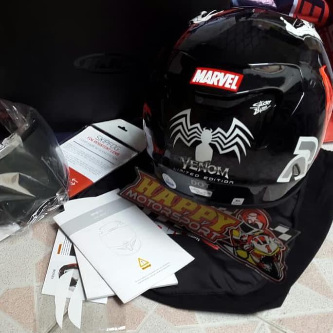 TERLARI5 Helm fullface merk HJC RPHA 11 VENOM MARVEL MC1 size XL DOT PR0M0 BARU