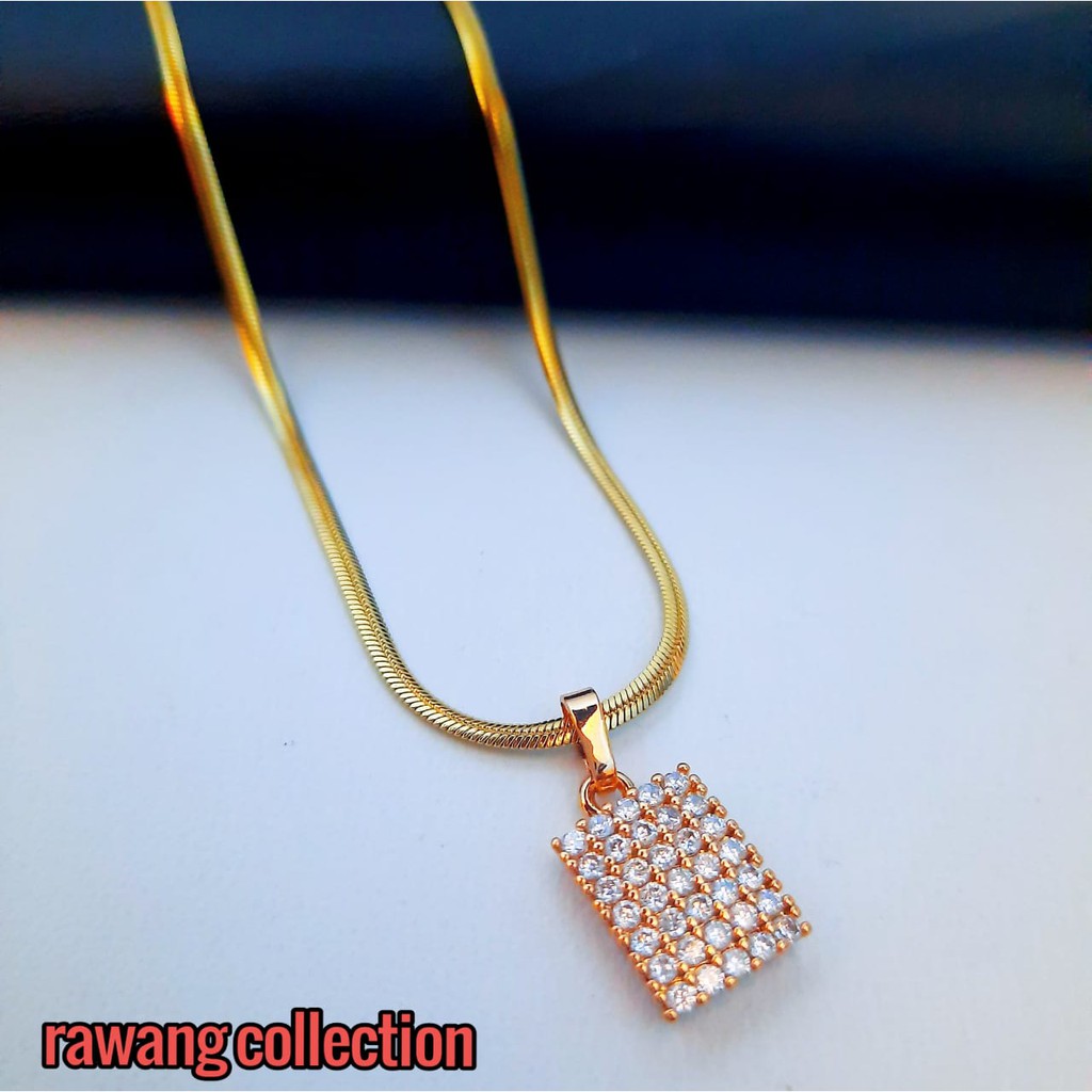 Kalung Titanium Fashion Wanita Gold Belut Plus Liontin Anti Karat Selamanya