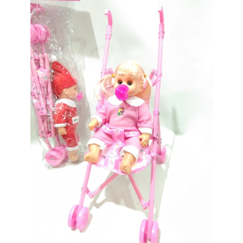 Mainan stroller anak - mainan boneka bayi dorongan - R554