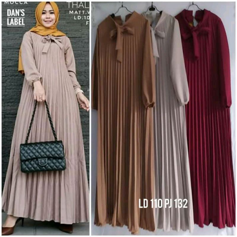 GAMIS PLISKET MAXY / GAMIS PLISKET TALI PINGGANG / GAMIS / BAJU MUSLIM