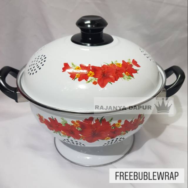 Tempat nasi tutup enamel 22cm ideal kedawung - rice bowl 22 ideal- wakul nasi 22 ideal