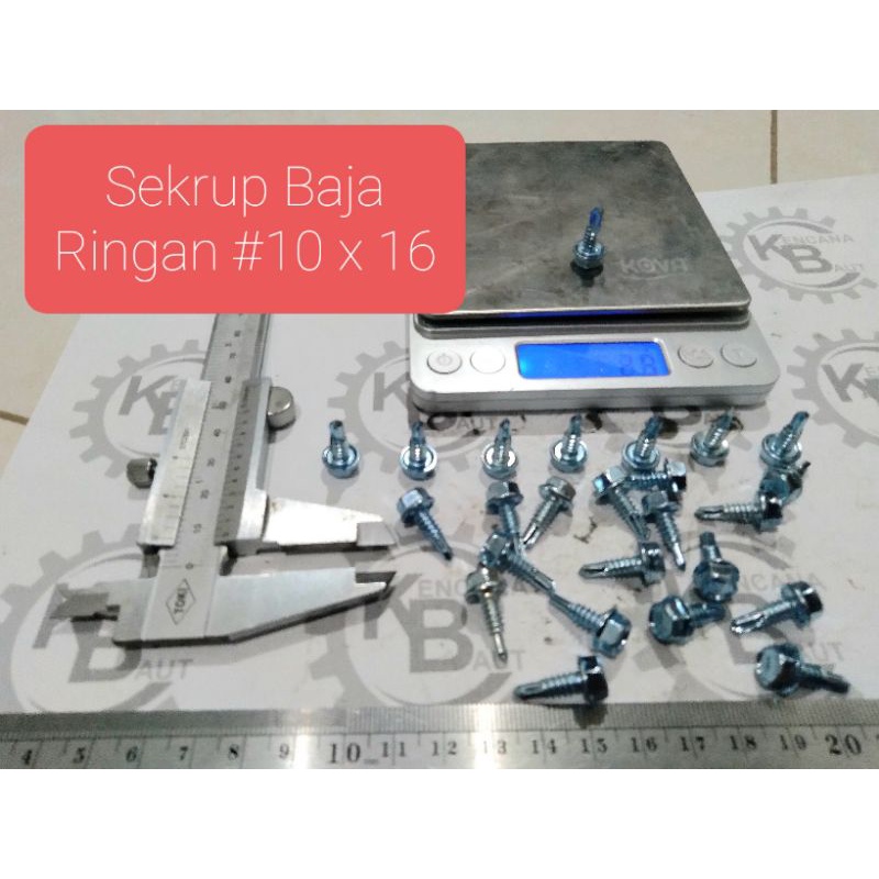 Baut Sekrup Baja Ringan / Sekrup Baja Ringan Putih #10 X 16