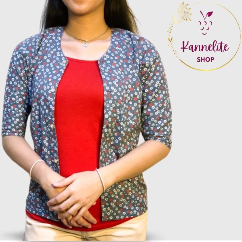 Blouse Panjang motif bunga/ Cardigan