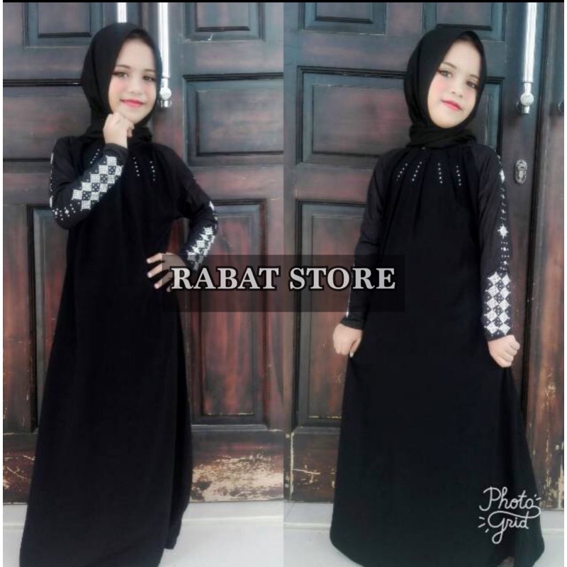GAMIS SYAR’I DRESS MUSLIM ABAYA COUPLE IBU &amp; ANAK SWAROVSKY MOTIF CEMARA COD CANTIK BLINK BLINK