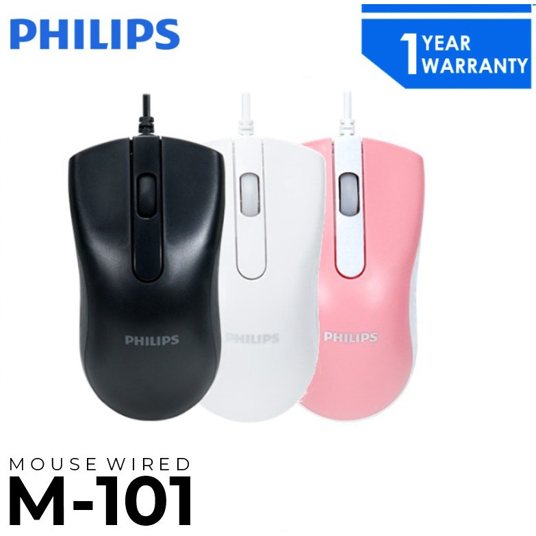 M101 Philips Mouse Wired Ergonomic Design Kabel USB