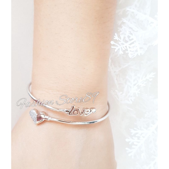 Yaxiya Gelang Bangle Elastis Love Perhiasan Lapis Emas Impor Gelang Bangle Flexibel Bahan Halus Love Perhiasan Lapis Emas 18k