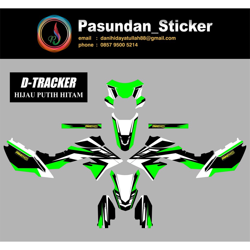 DECAL STICKER D-TRACKER HIJAU PUTIH HITAM
