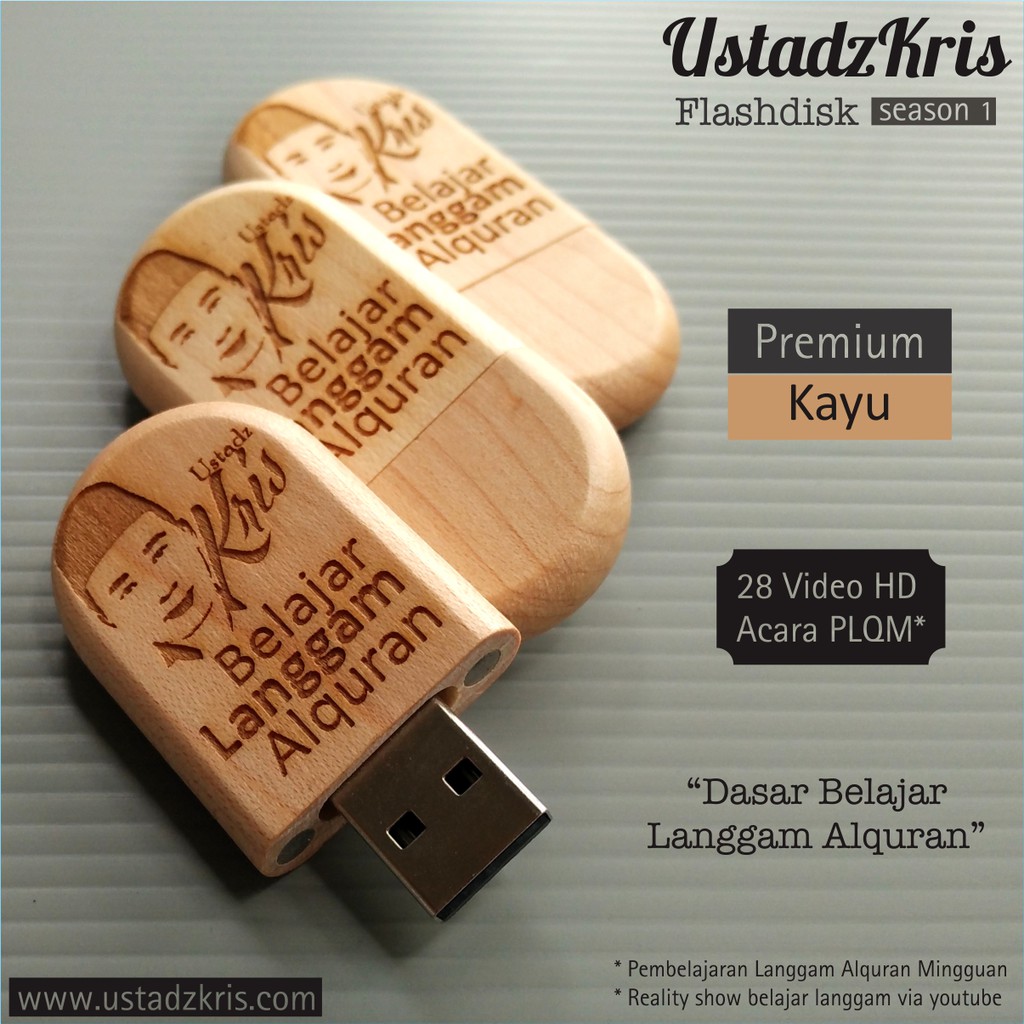 Flashdisk Kayu PLQM SEASON 1 - Belajar Dasar Langgam Alquran Bersama UstadzKris