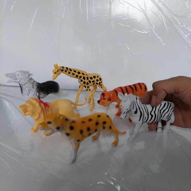 mainan binatang kebun binatang hewan karet besar - binatang karet besar isi 6pcs