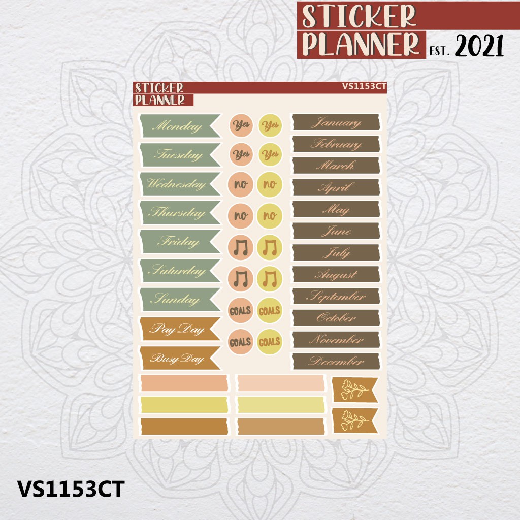 

Vintage Style Word Monthly Weekly Sticker Planner | Sticker Sheet, Bujo, Scrapbook, & Journal