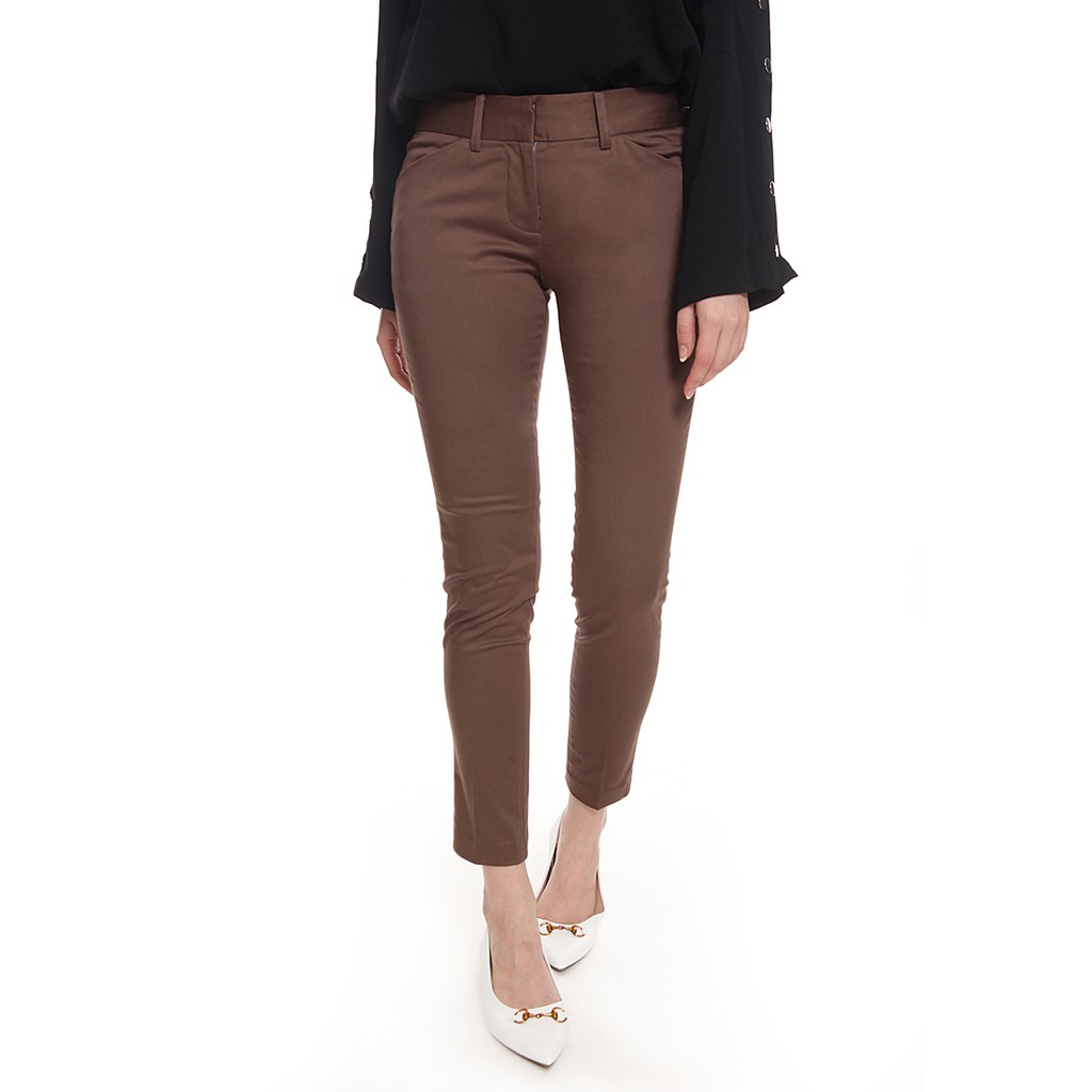 Executive Basic Skinny Med Rise Manhattan Editor Pants Taupe