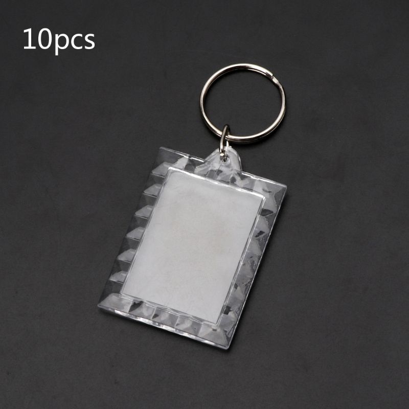 SIY  10Pcs Picture Blank Keyrings Transparent Acrylic Key Chains Insert Your Photo