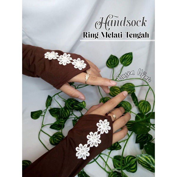 [HUSNA HIJAB] Handsock Cincin 3 Bunga Melati Tengah / Handsock Melati