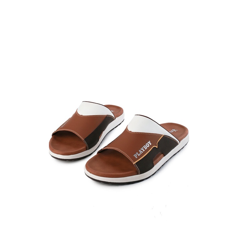 SANDAL SLIDE PLAYBOY PRIA ORIGINAL CASUAL BRANDED ASLI COKLAT PL46