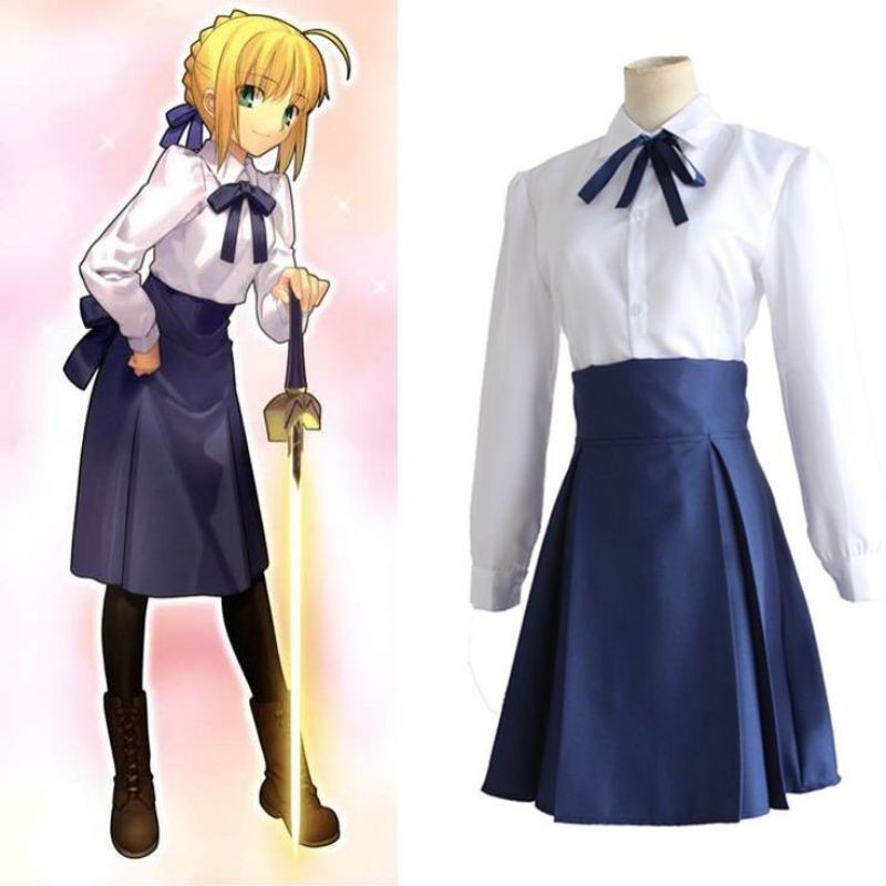 KOSTUM COSPLAY SABER FATE/STAY NIGHT SEIFUKU VER + EXCALIBUR