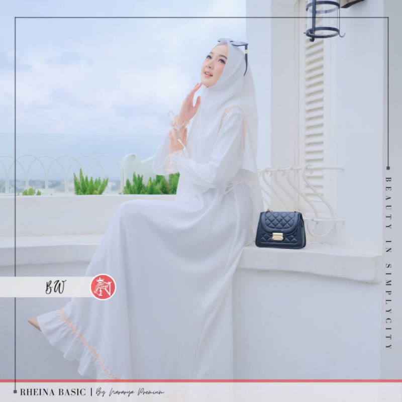 Gamis Polos Putih Ori Rheina by Nararya Premium