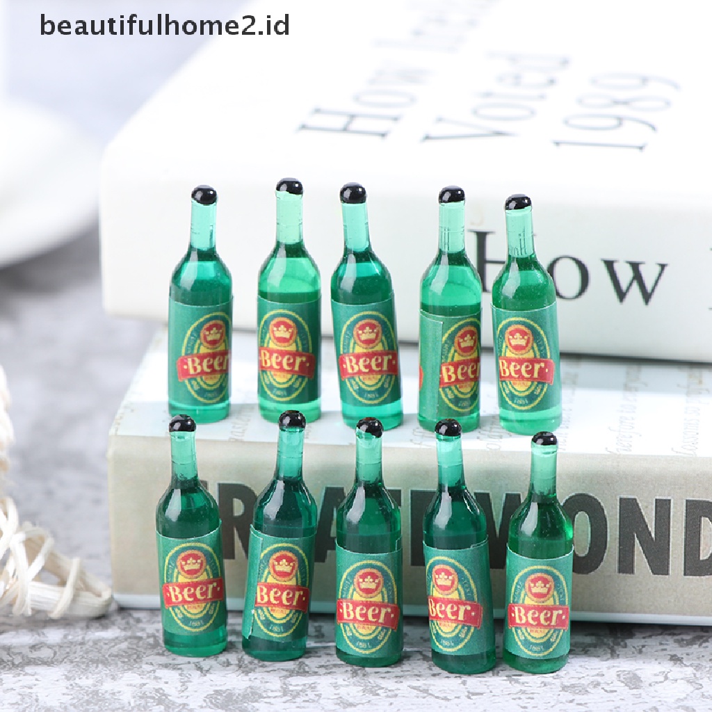 (Beautifulhome2.Id) 10pcs / Set Mainan Miniatur Botol Wine Bahan Resin Untuk Aksesoris Rumah Boneka 1 / 12