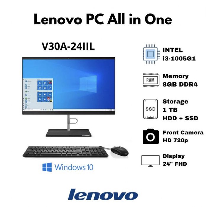 LENOVO PC All in One AIO V30A-24IIL i3 8GB 1TB HDD W10
