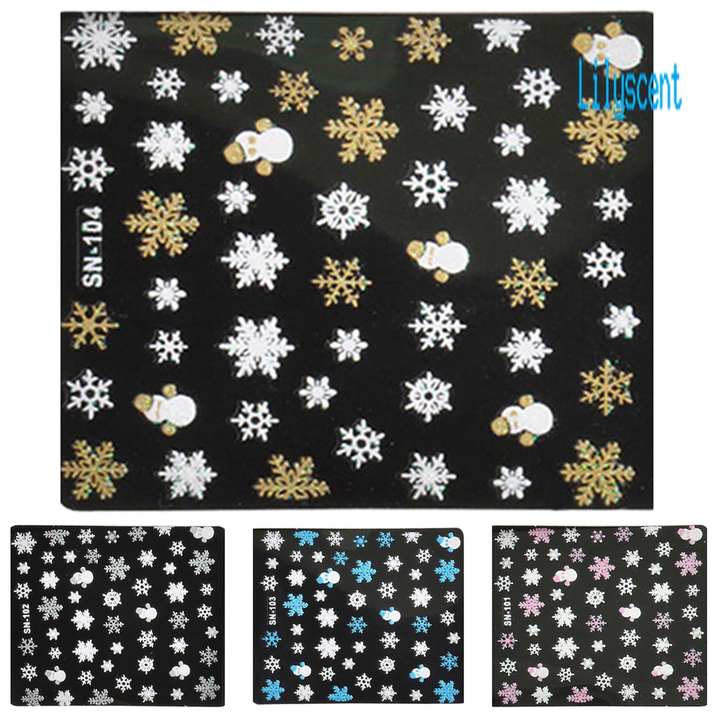 Stiker Kuku Motif Kepingan Salju Warna Solid