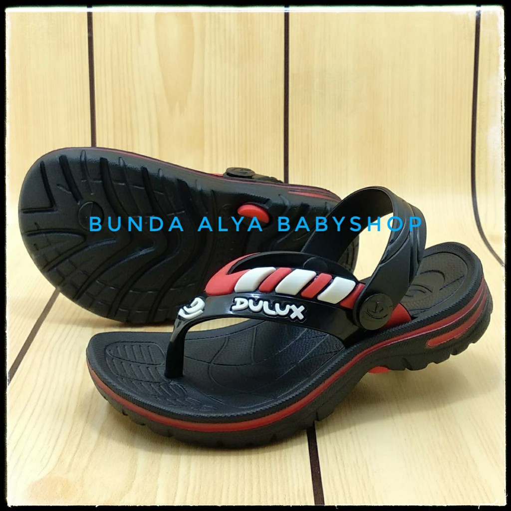 Sendal Anak Laki Jepit Usia 6 - 12 Bulan Karet HITAM Elastis - Sepatu Sandal Jepit Anak Cowok Size 20-21