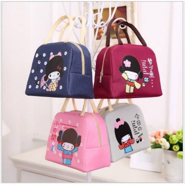 Lunch Bag Cooler Bag Japanese Girl / Iconic Insulated Lunch / Picnic Bag