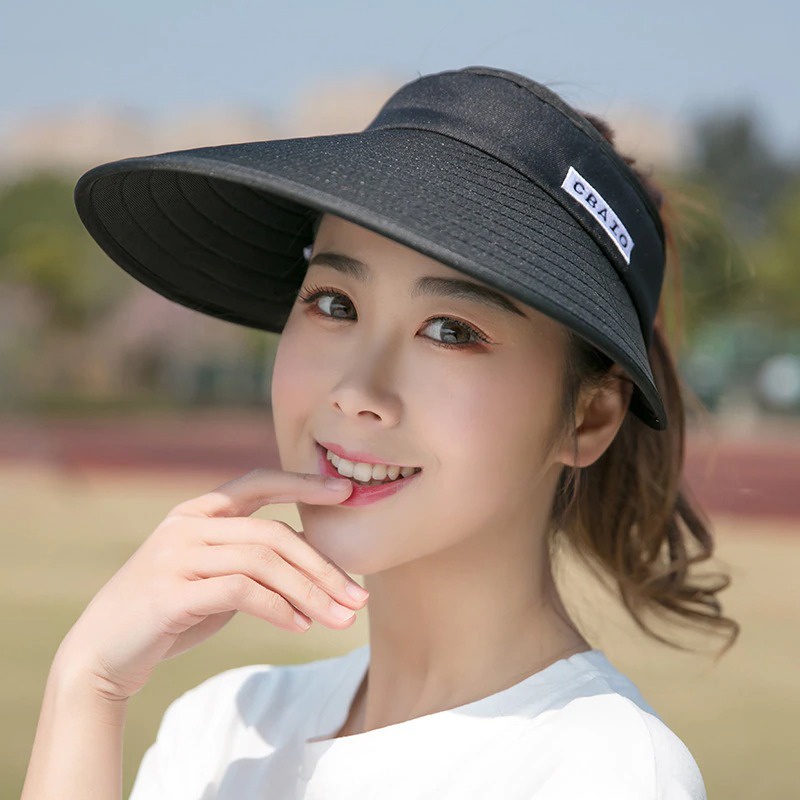 Topi Wanita Pantai Hitam Korea Fashion Kekinian Baseball Cap Visor Perempuan J1