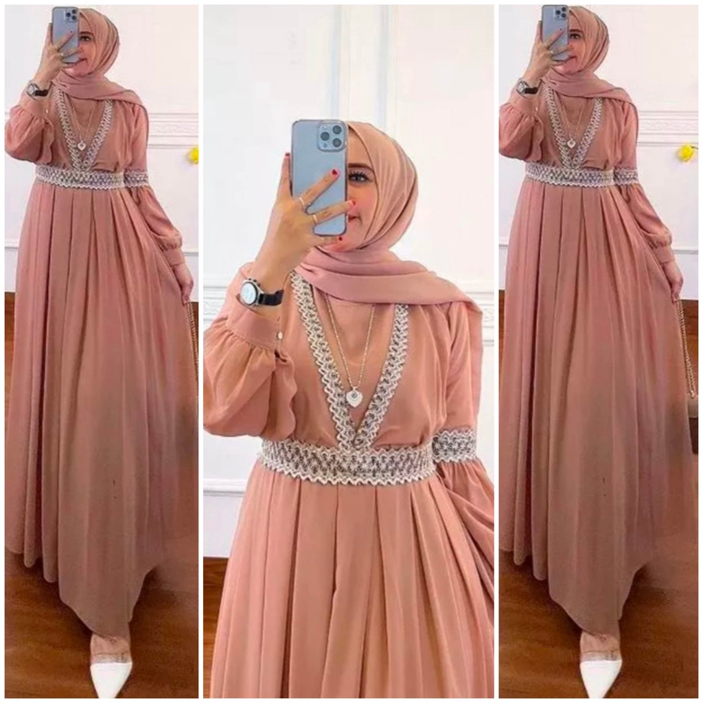 ayunda maxi ceruty renda import terbaru dan kekinian/ gamis ceruty renda