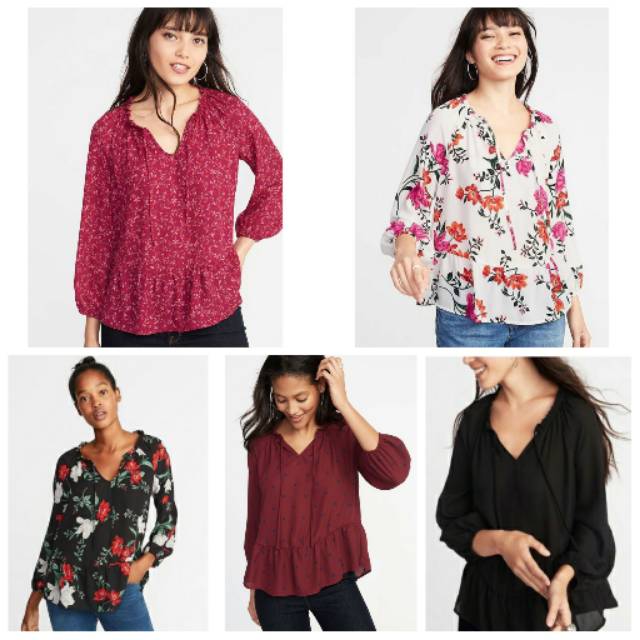  CA Baju  Wanita  Branded OLD NAVY Ruffle Tieneck 