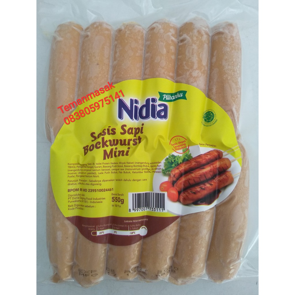 

Sosis Sapi Bockwurst Mini Nidia 12pcs 550gr