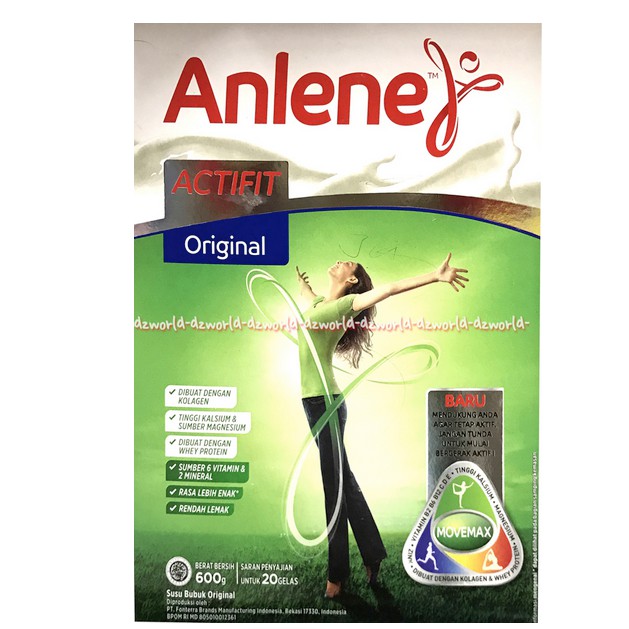 Anlene Actifit 600gr Original Coklat Susu Anline Susu Tinggi Kalsium Untuk Usia 19-50tahun Anlen Aktifit Rasa Plain Cokelat