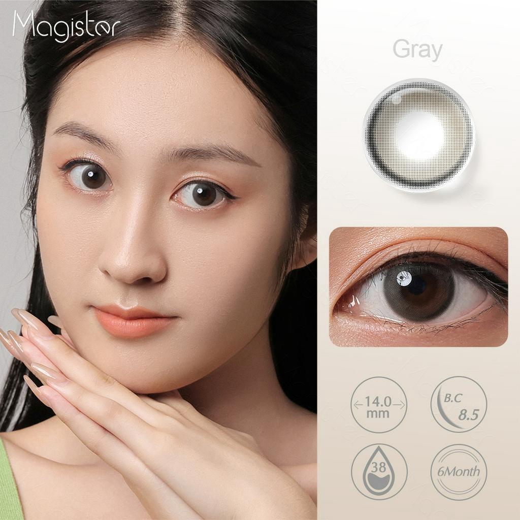 （BARU）Magister 1 Pasang Softlens 14 mm Lensa Mata Kadar Air 38% Softlens Grey Softlens Hitam Softlens Brown