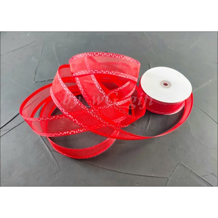 

Pita Natal Christmas - Merah Pinggir Motif Tongkat ; Lebar 3.8 cm