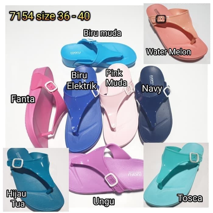 jelly sandal wanita jepit luofu sendal japit gesper karet import e7154