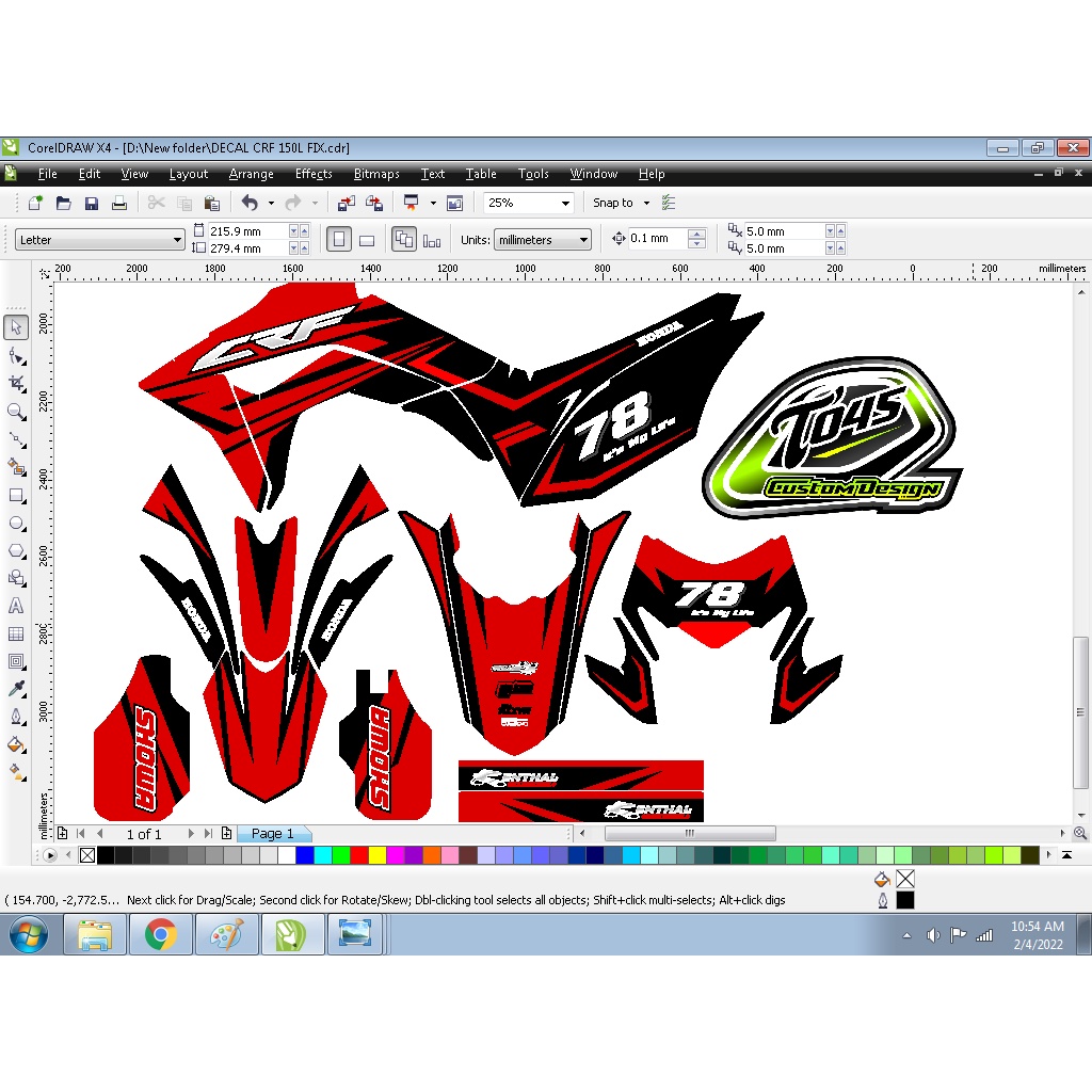 DECAL CRF 150L RED BLACK